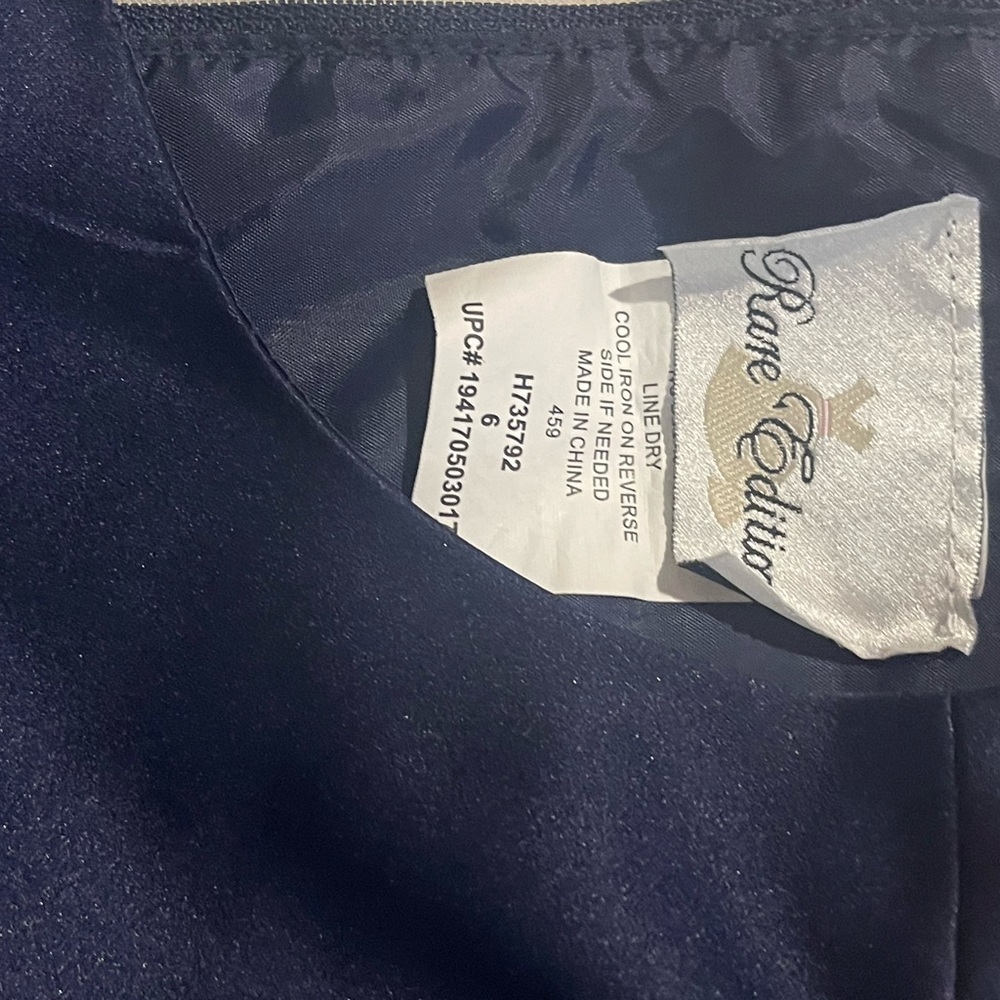 Rare Editions Navy Dress with Gold Lace Overlay - Picture 6 of 7
